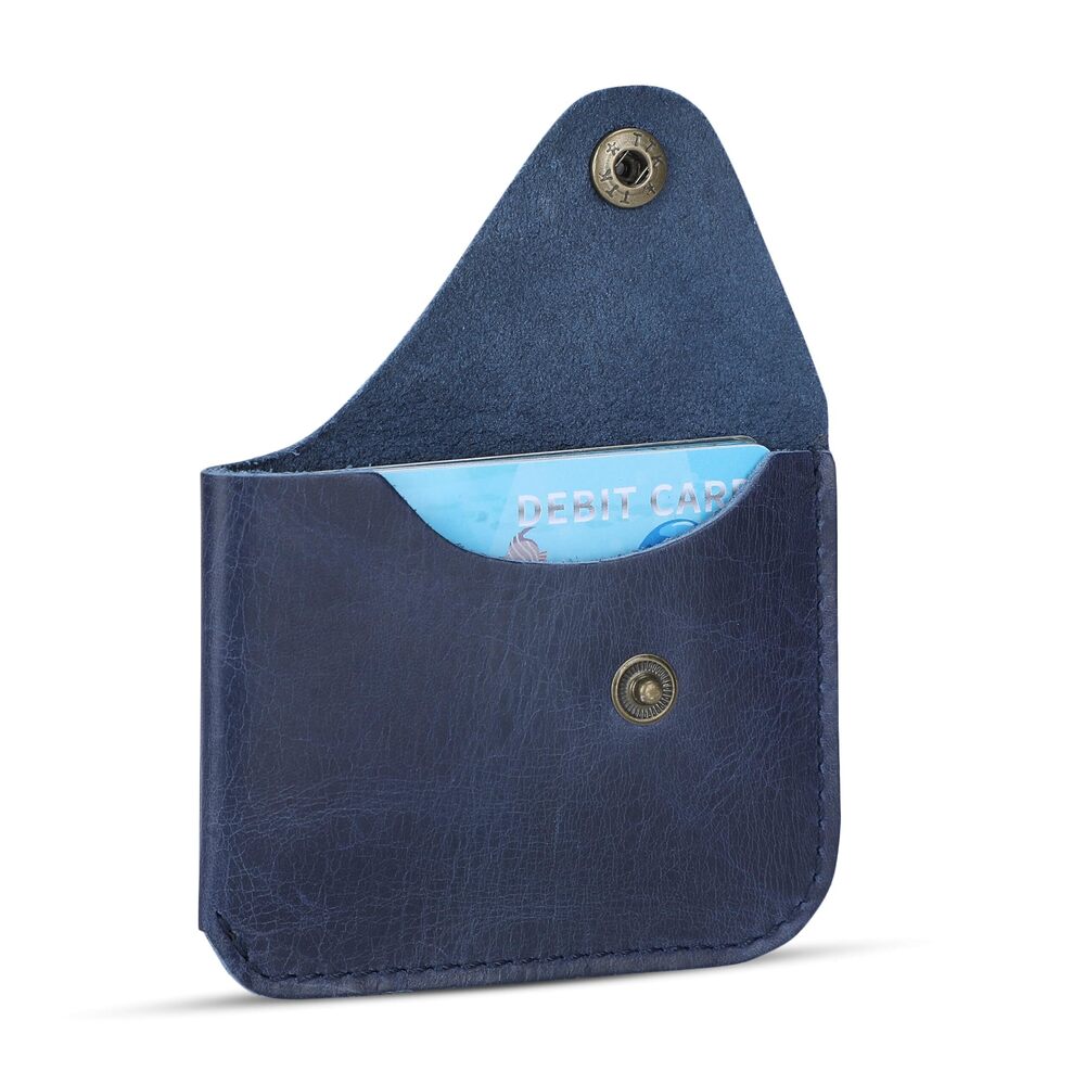 3911 Blue Credit Card Orgnizer Case - Handmade Leather Card Case wallet &